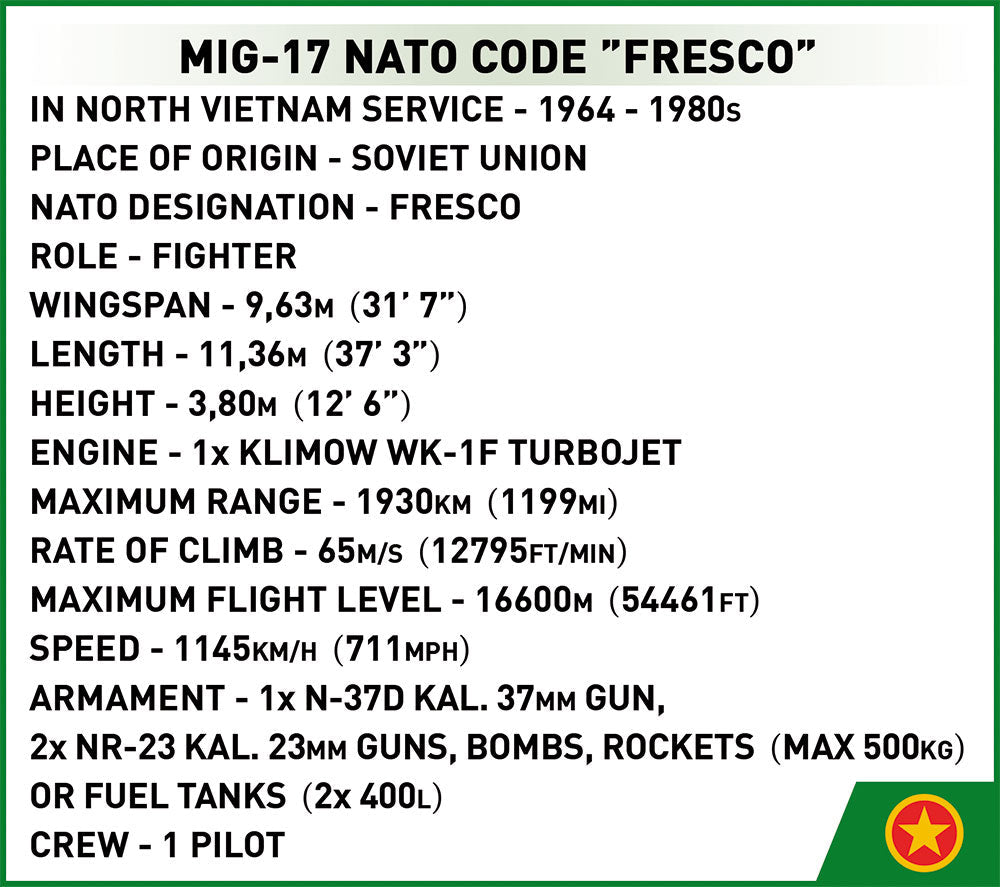 Cobi 2424 MIG-17 NATO code ”Fresco”