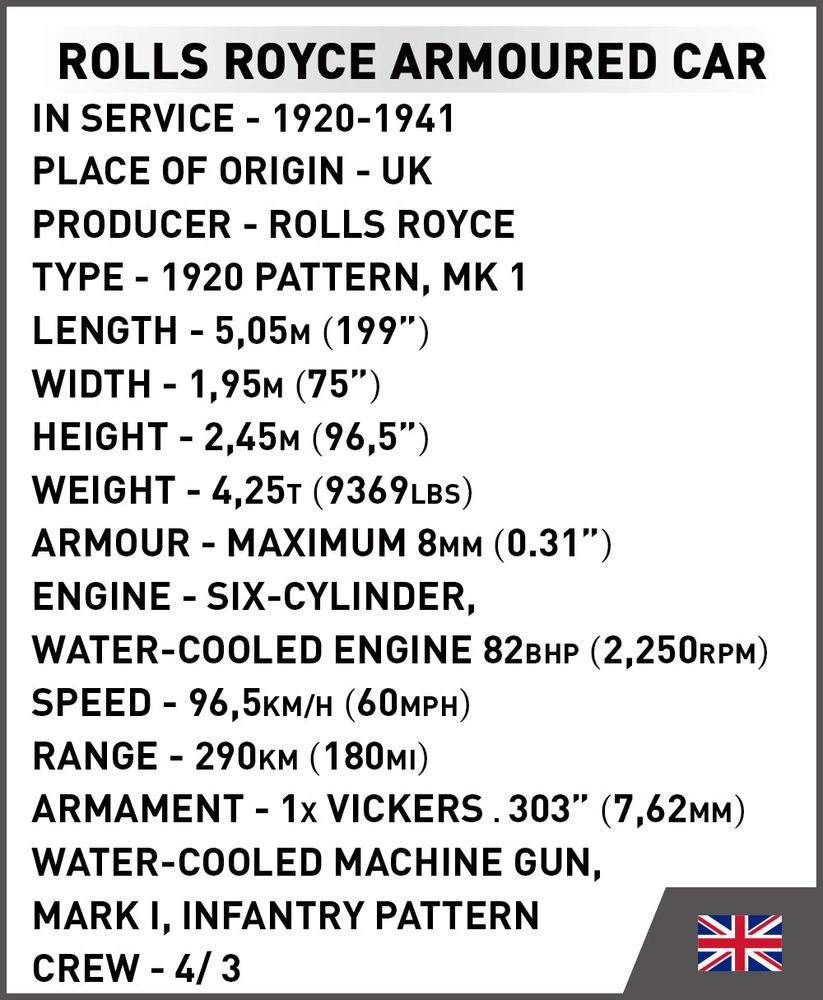 Cobi 2988 Rolls Royce Armoured car
