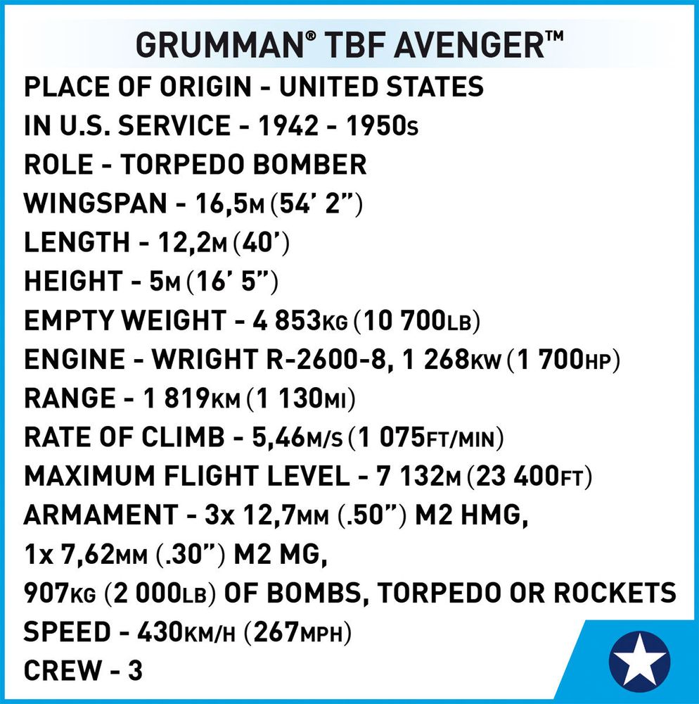 Cobi 5752 Grunman TBF Avenger