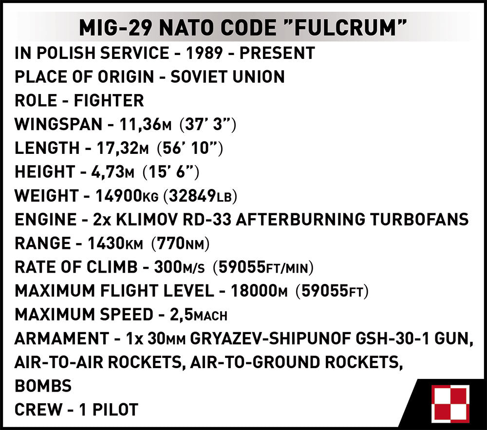 Cobi 5834 MiG-29 Nato Code "Fulcrum"