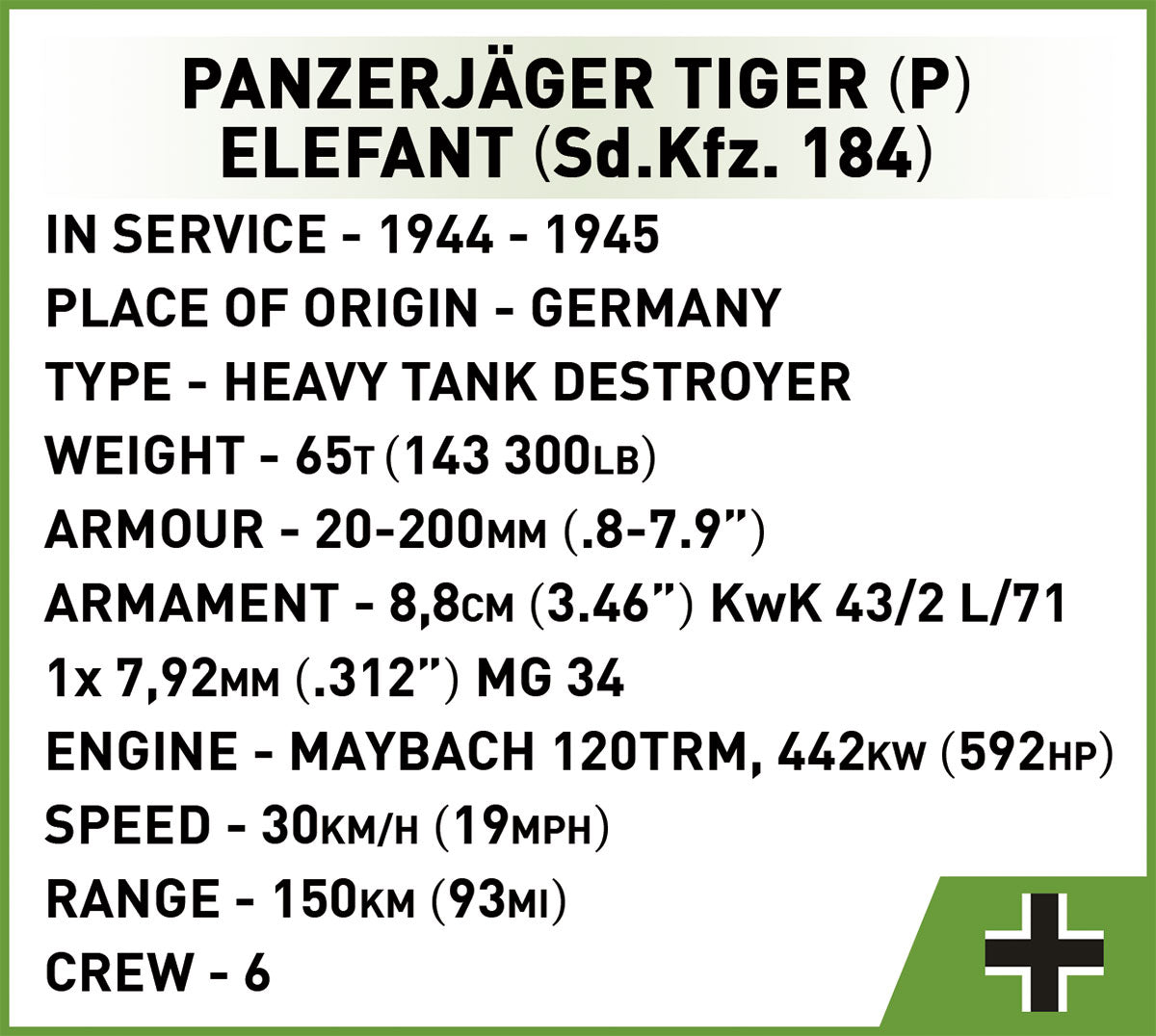Cobi 2582 Panzerjäger Tiger P Elefant