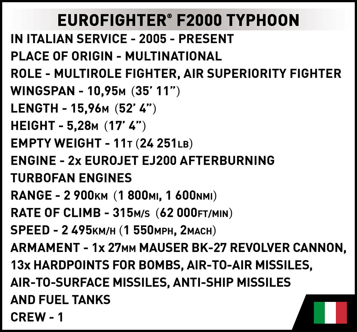 Cobi 5849 Eurofighter Typhoon "Italian Air Force"