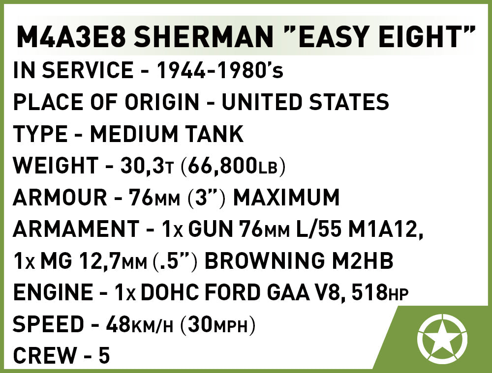 Cobi 2711 M4A3E8 Sherman (1:48)