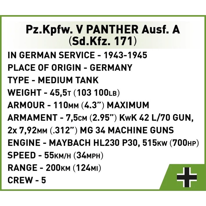 COBI 2655 PANZER V PANTHER AUSF.G PUDEL1133