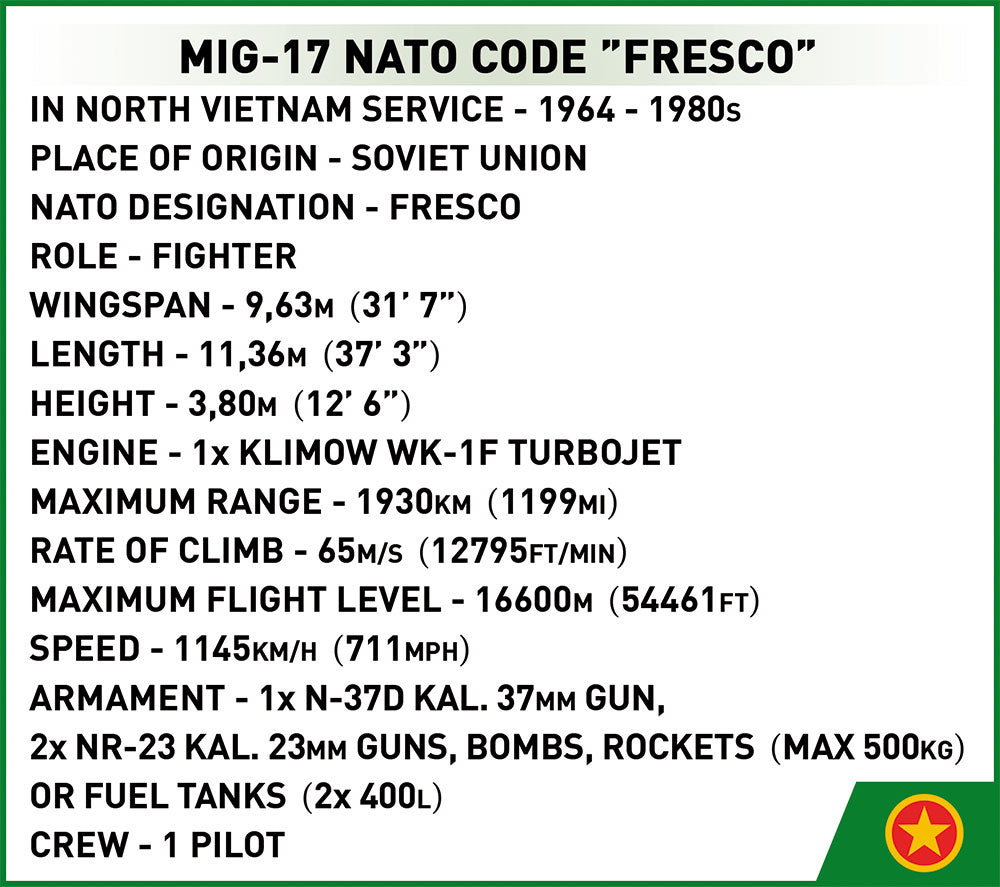 Cobi 2424 MIG-17 NATO code ”Fresco”