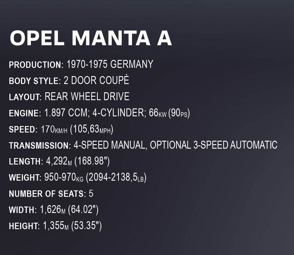 Cobi 24338 1970 Opel Manta A Executive Edition