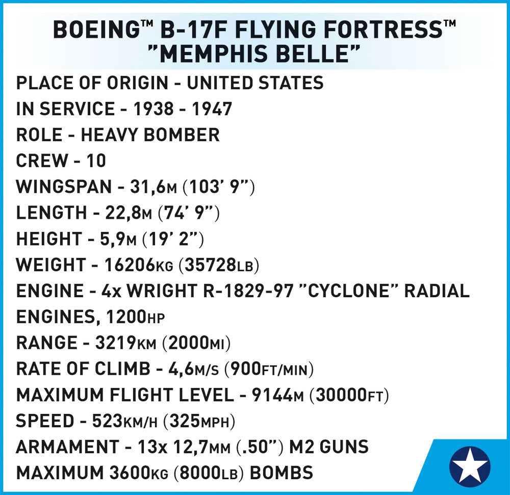 Cobi 5707 Boeing B-17F Fyling Fortress Memphis Belle