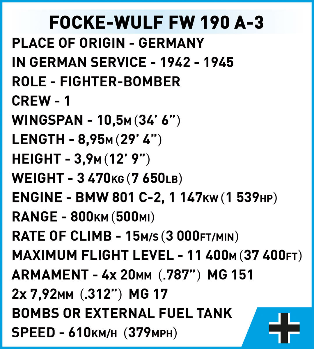 Cobi 5741 Focke Wulf FW 190 A3