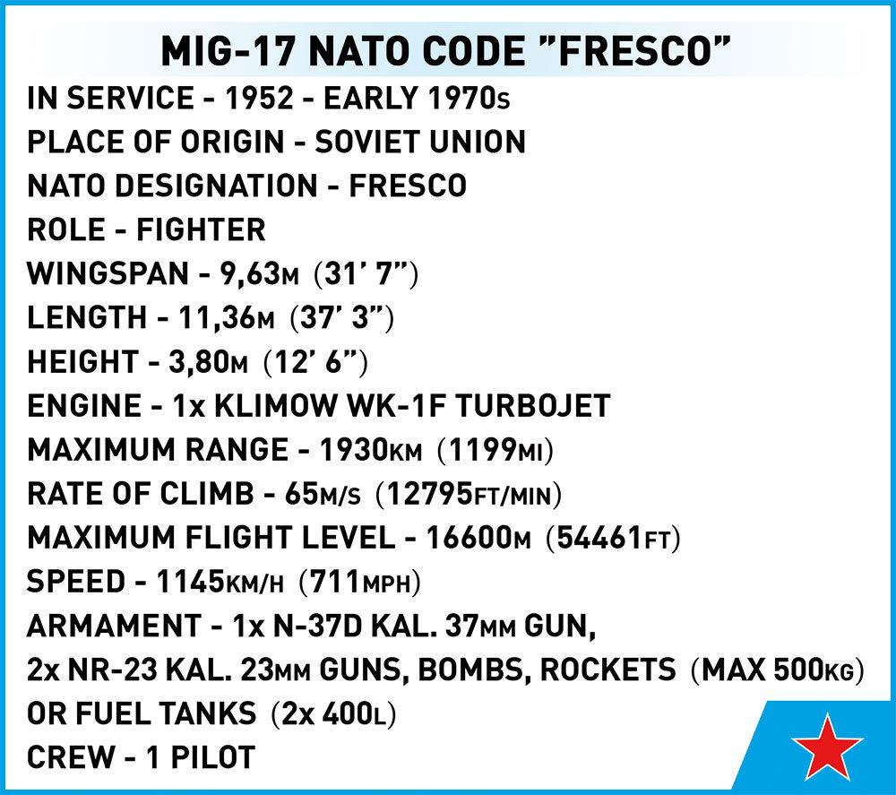 Cobi 5823 MIG-17 NATO code ”Fresco”