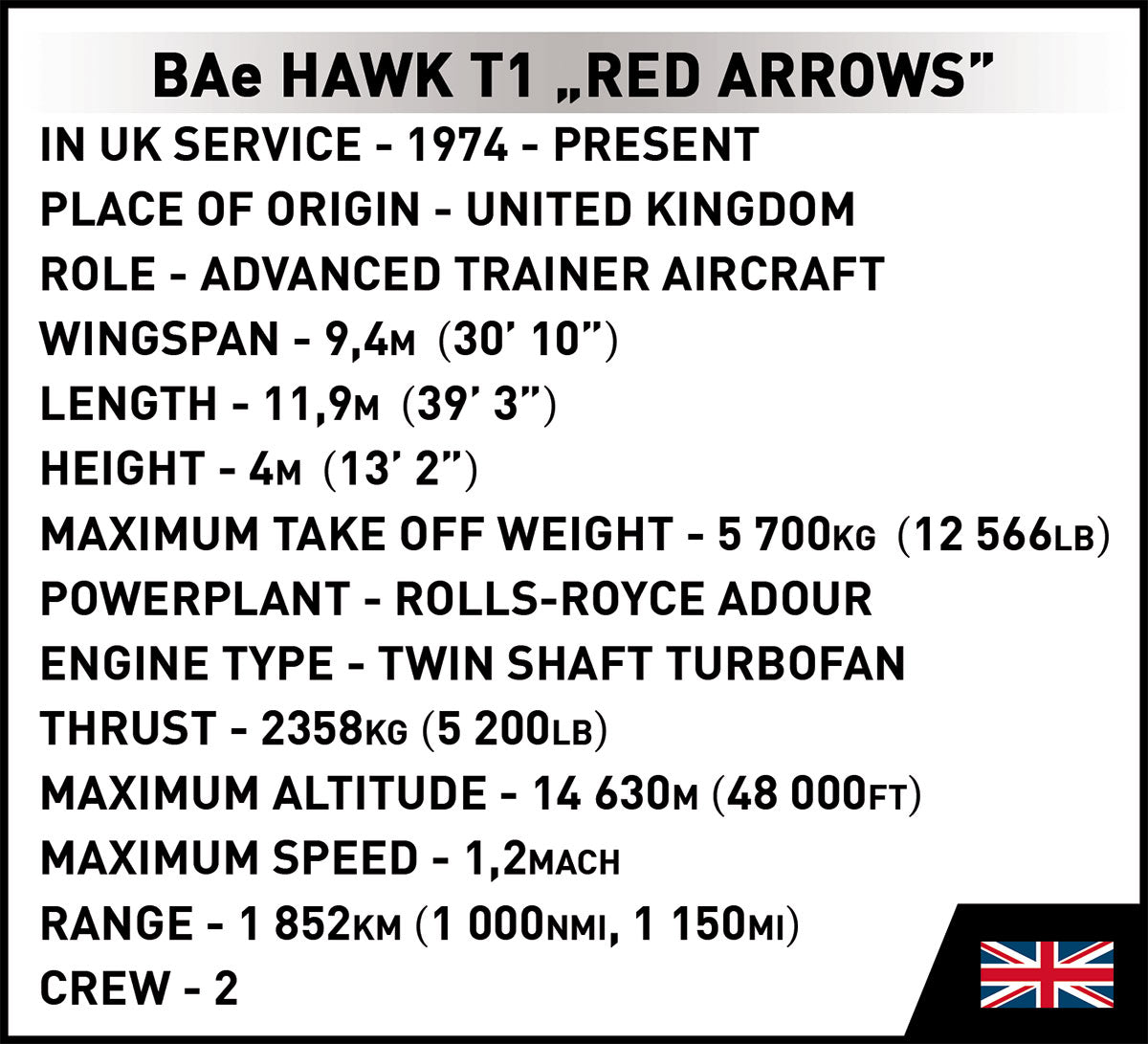 Cobi 5844 BAe Hawk T1 "Red Arrows"