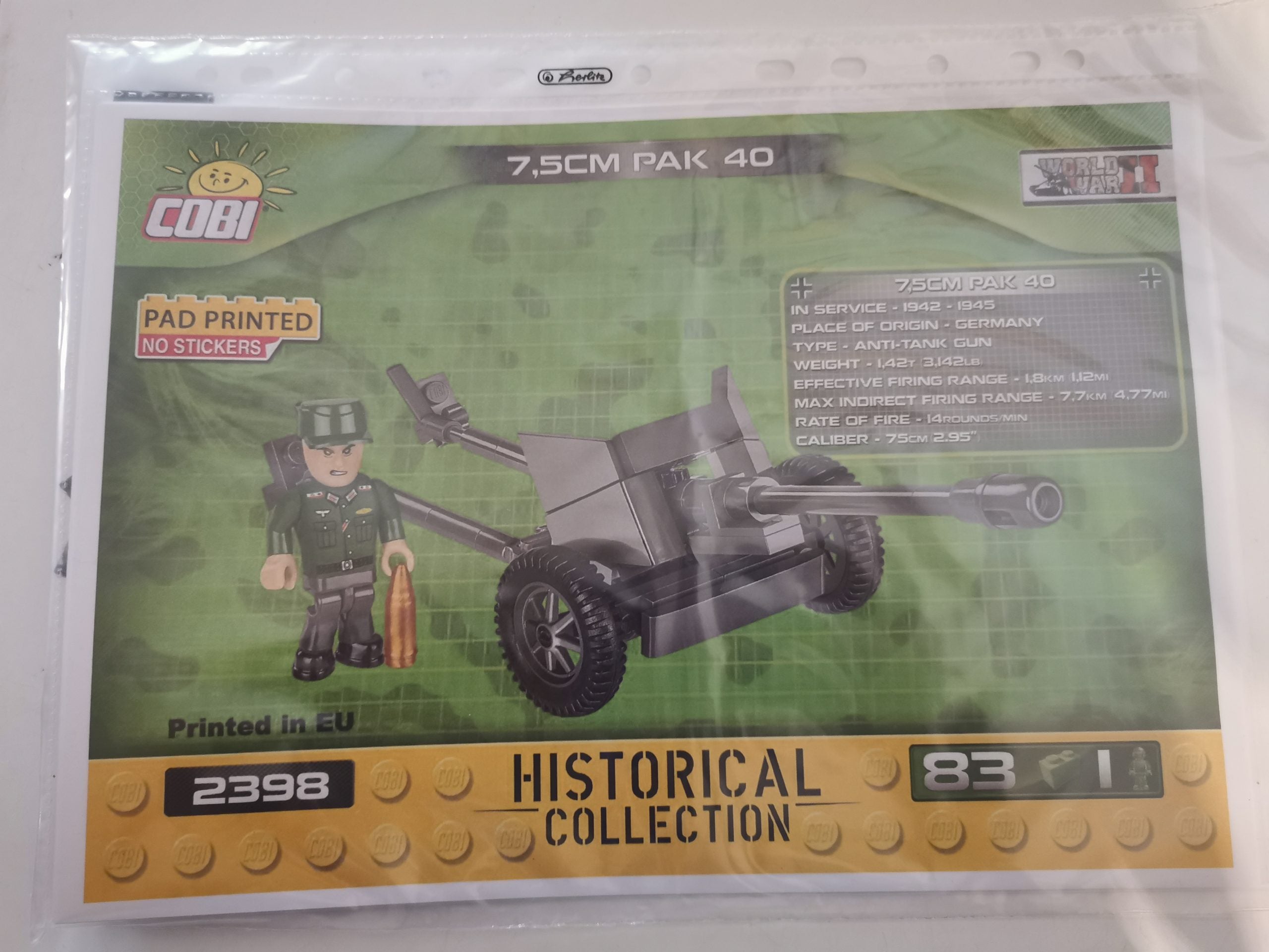 Cobi 2398 7.5cm Pak 40 used (reprint)