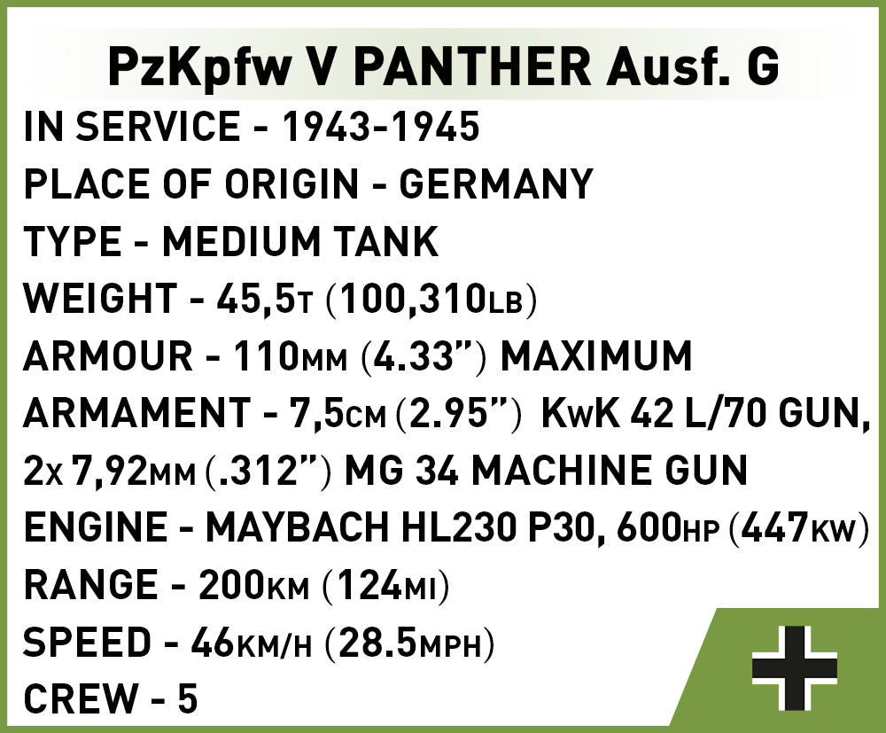 Cobi 2713 PzKpfw V PANTHER Ausf.G (1:48)